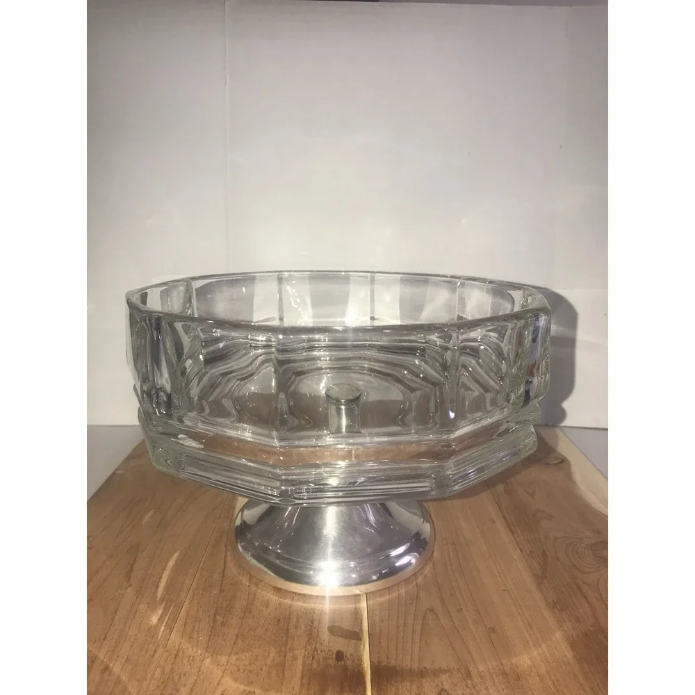 VTG Mid Century Glass Silver Plate Vegetable Fruit Bowl Victorian Renaissance